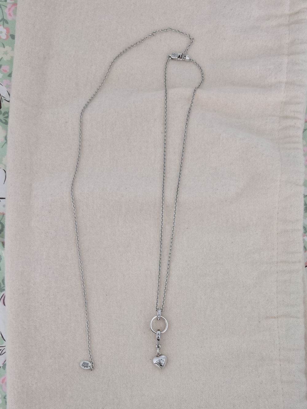 Juicy Couture Silver Heart Long Chain Adjustable Necklace